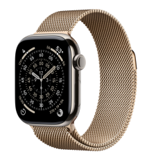 Apple Watch Series 11, 46 mm, Nalural Titanium GPS+Cellular, Gold Milanese Loop M/L